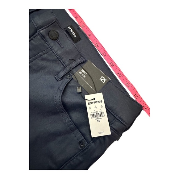 NWT! Express Mid Rise Coated Blue Skinny Jeans in 12 Short - Picture 4 of 8